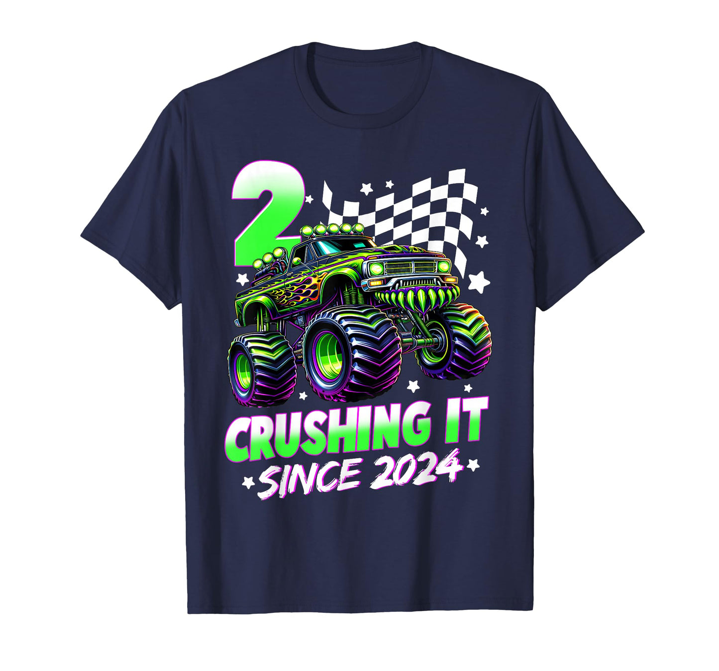 Monster Truck 2 Year Old Boys 2nd Birthday Party Born 2024 T-Shirt