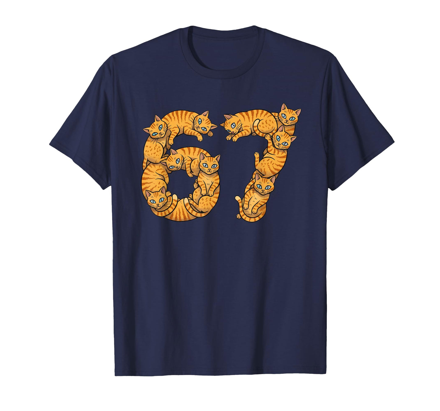 Funny Orange Cats 6 7 Meme Six Seven Love Ginger Kitty T-Shirt