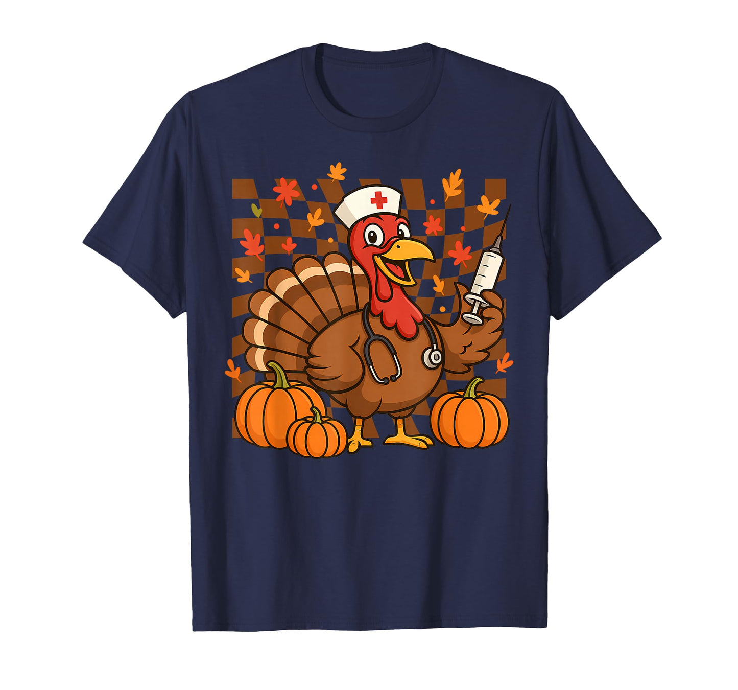 Thanksgiving Turkey Nurse Syringe Fall Scrub Top Women Men T-Shirt