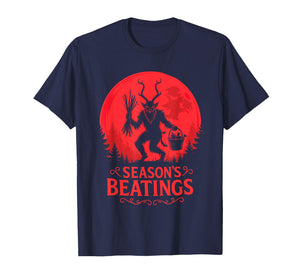 Krampus Santa Season’s Beatings Gothic Christmas Horror T-Shirt