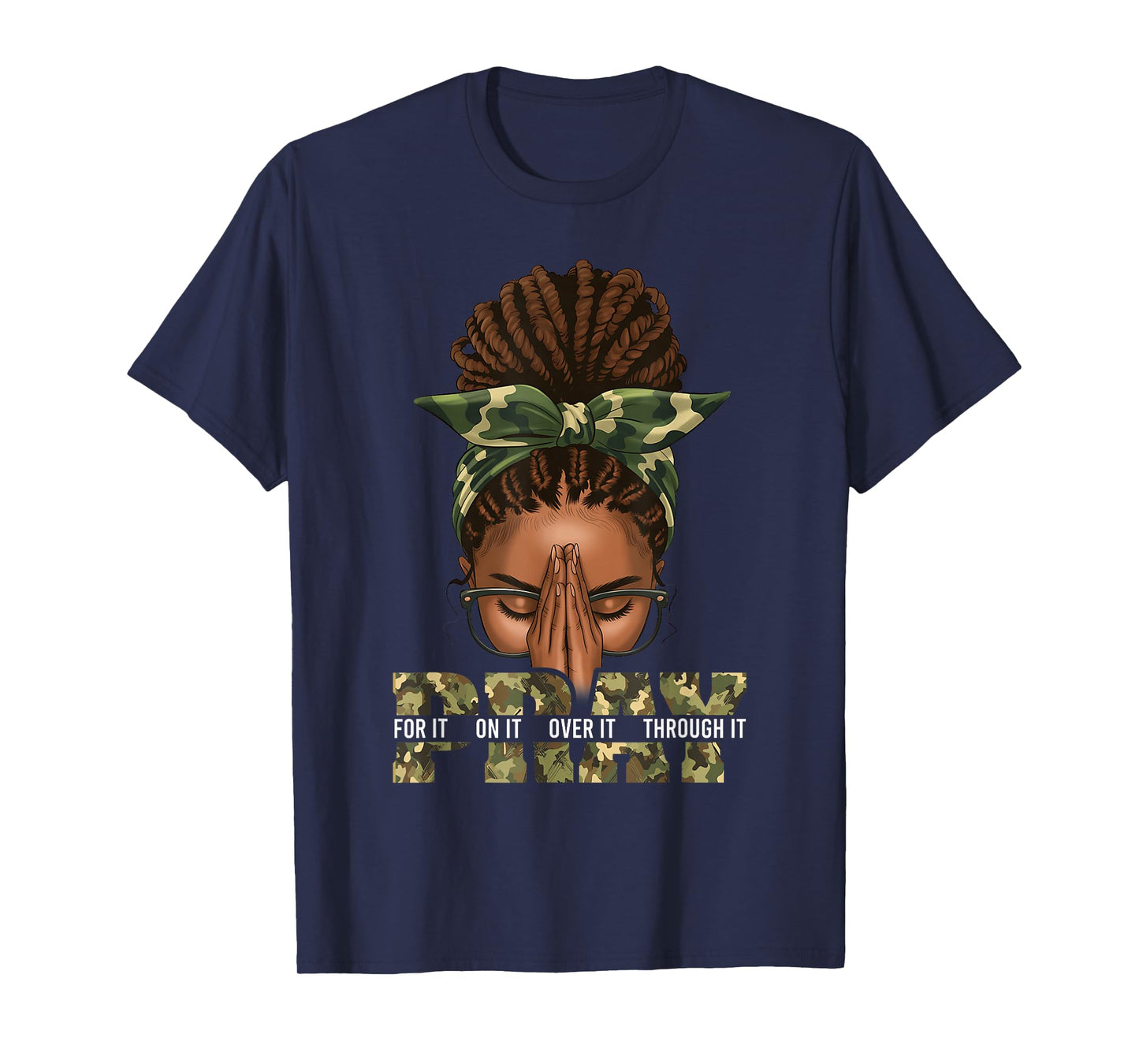 Pray On It Pray Over It Black Woman Afro Christian Sayings T-Shirt