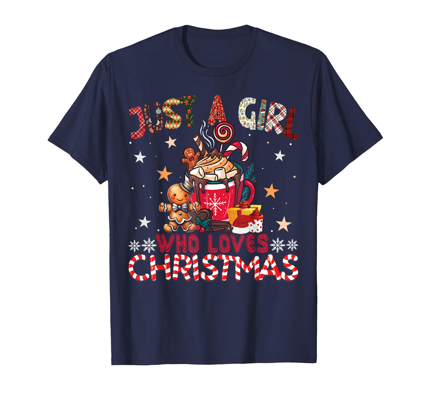 Just A Girl Who Loves Christmas Hot Cocoa Bar Xmas T-Shirt