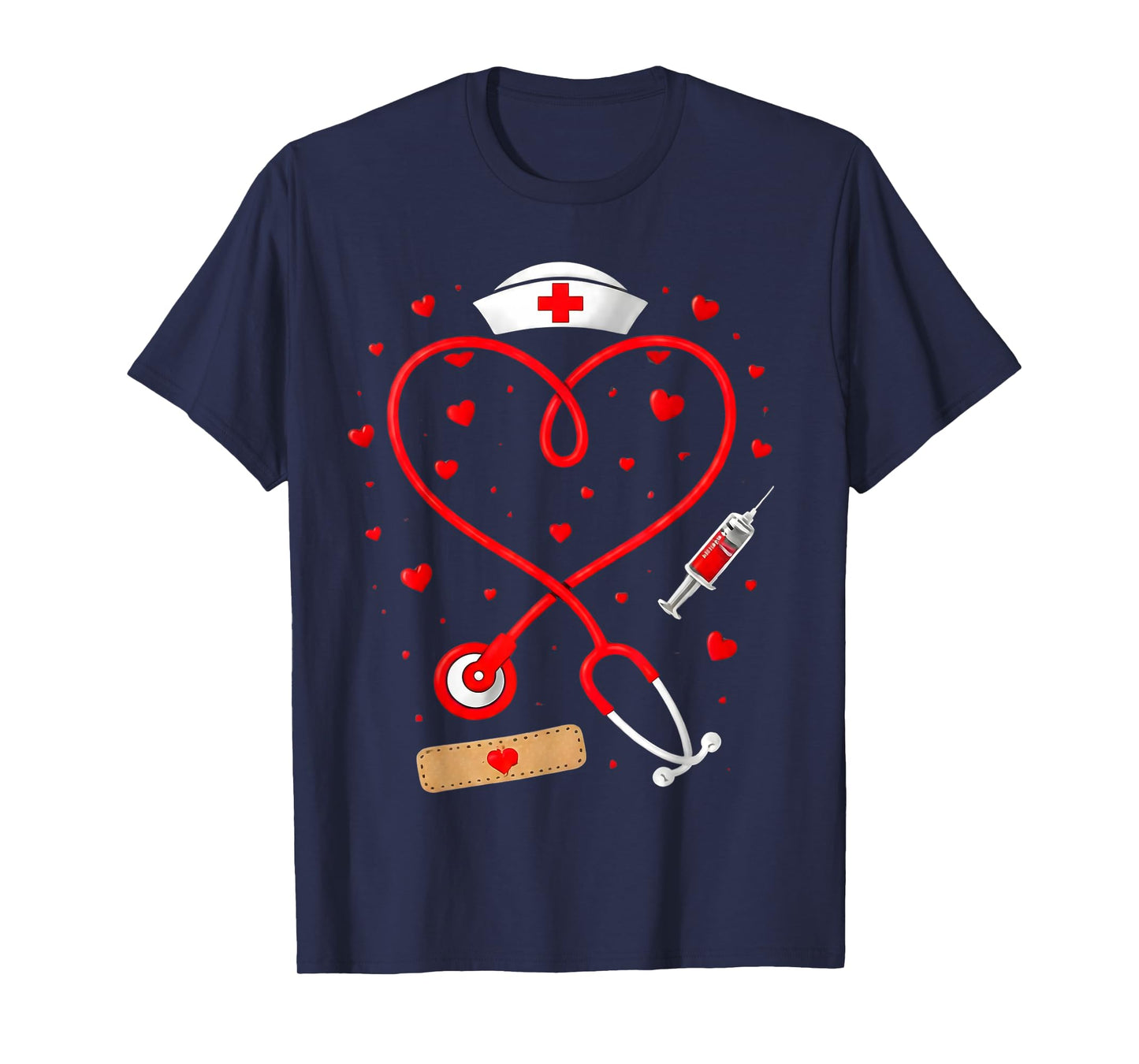 Cute Stethoscope Heart Design for Nurse Valentine Days Nurse T-Shirt
