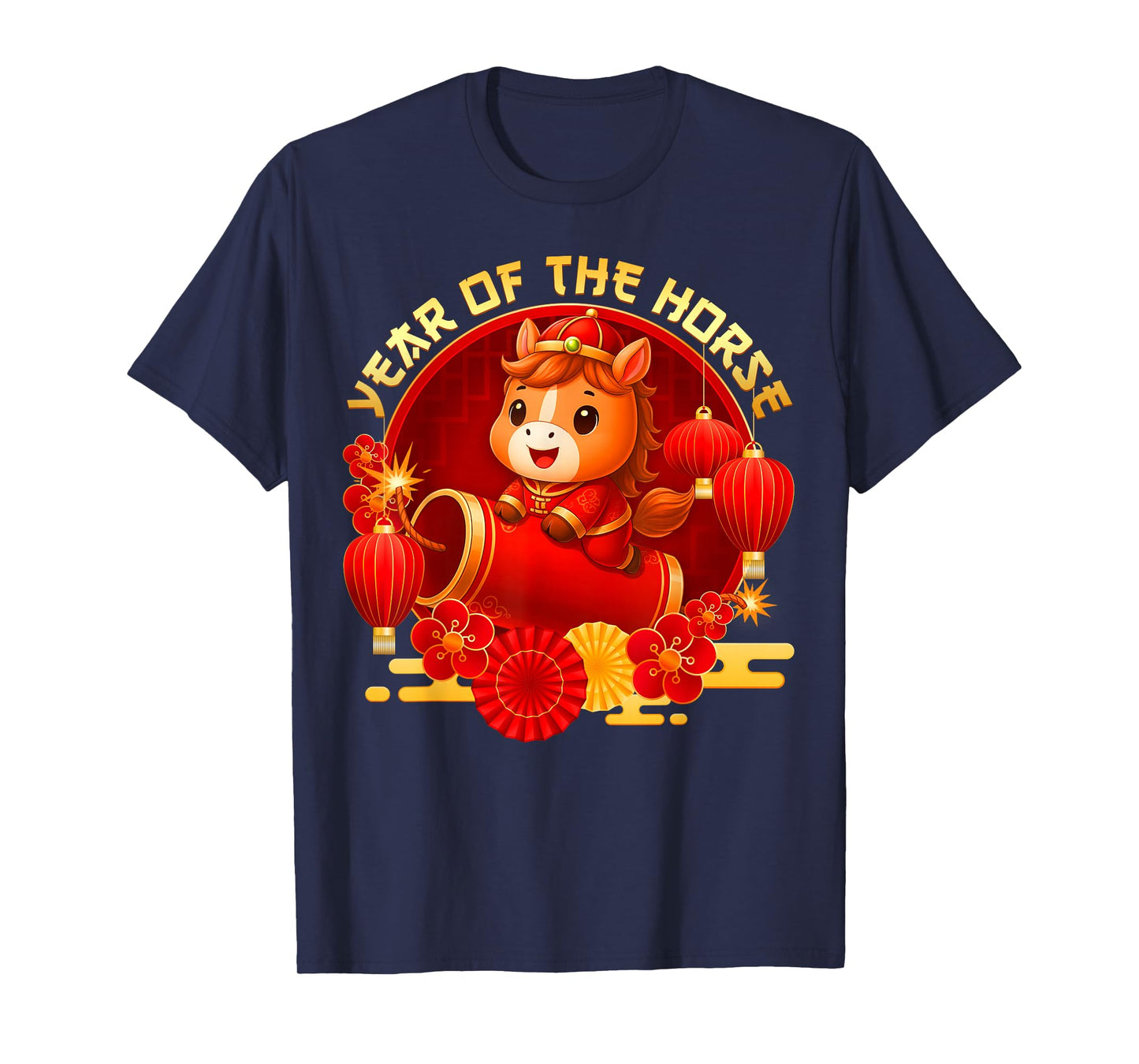 Year of The Horse Firecracker 2026 Chinese New Year Kid T-Shirt