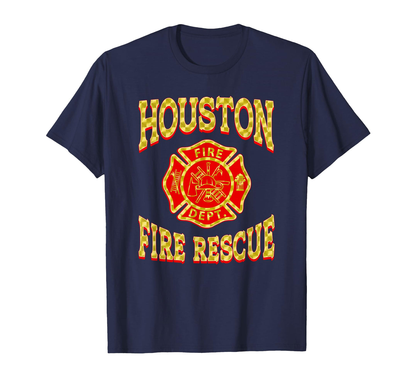 Retro Houston Fire Department Patch Flag Texas Firefighter T-Shirt