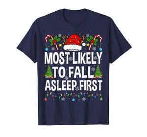 Most Likely to Fall Asleep First Family Matching Christmas T-Shirt