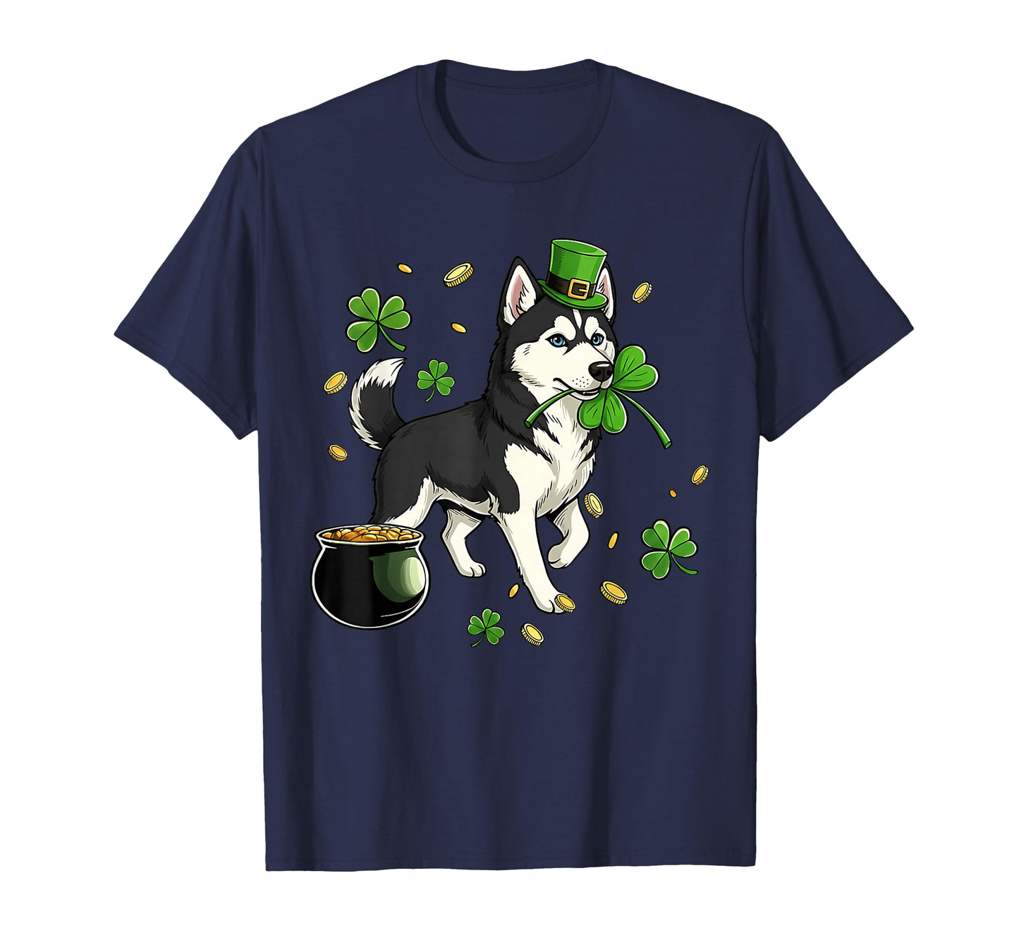 St Patricks Day Dog Themed Women Men Siberian Husky Lover T-Shirt
