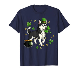 St Patricks Day Dog Themed Women Men Siberian Husky Lover T-Shirt