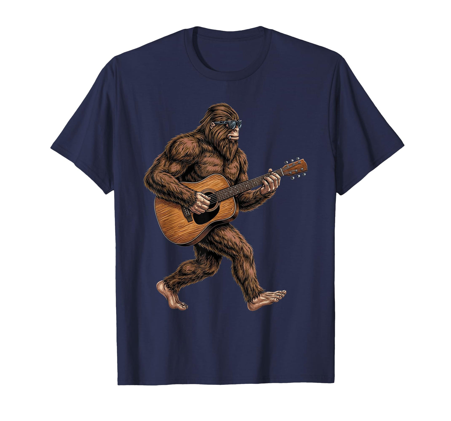 Bigfoot Playing Guitar Graphic Funny Sasquatch Big Foot T-Shirt