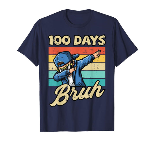 100 Days of School Bruh Boy Dab Retro 100th Day Boys Kids T-Shirt