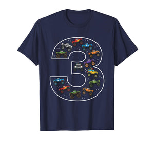 3rd Birthday 3 Year Old Car Boys Monster Truck T-Shirt