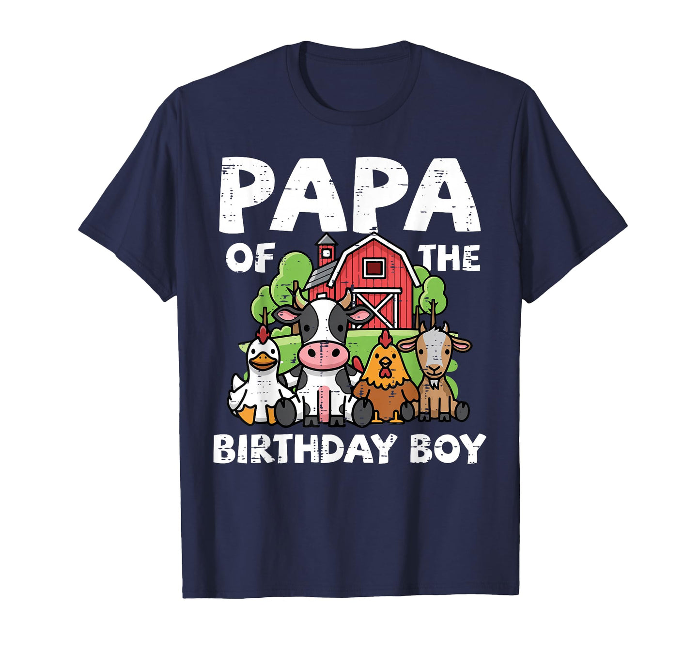 Papa of Birthday Boy Farm Animals Family Party Dad Men T-Shirt