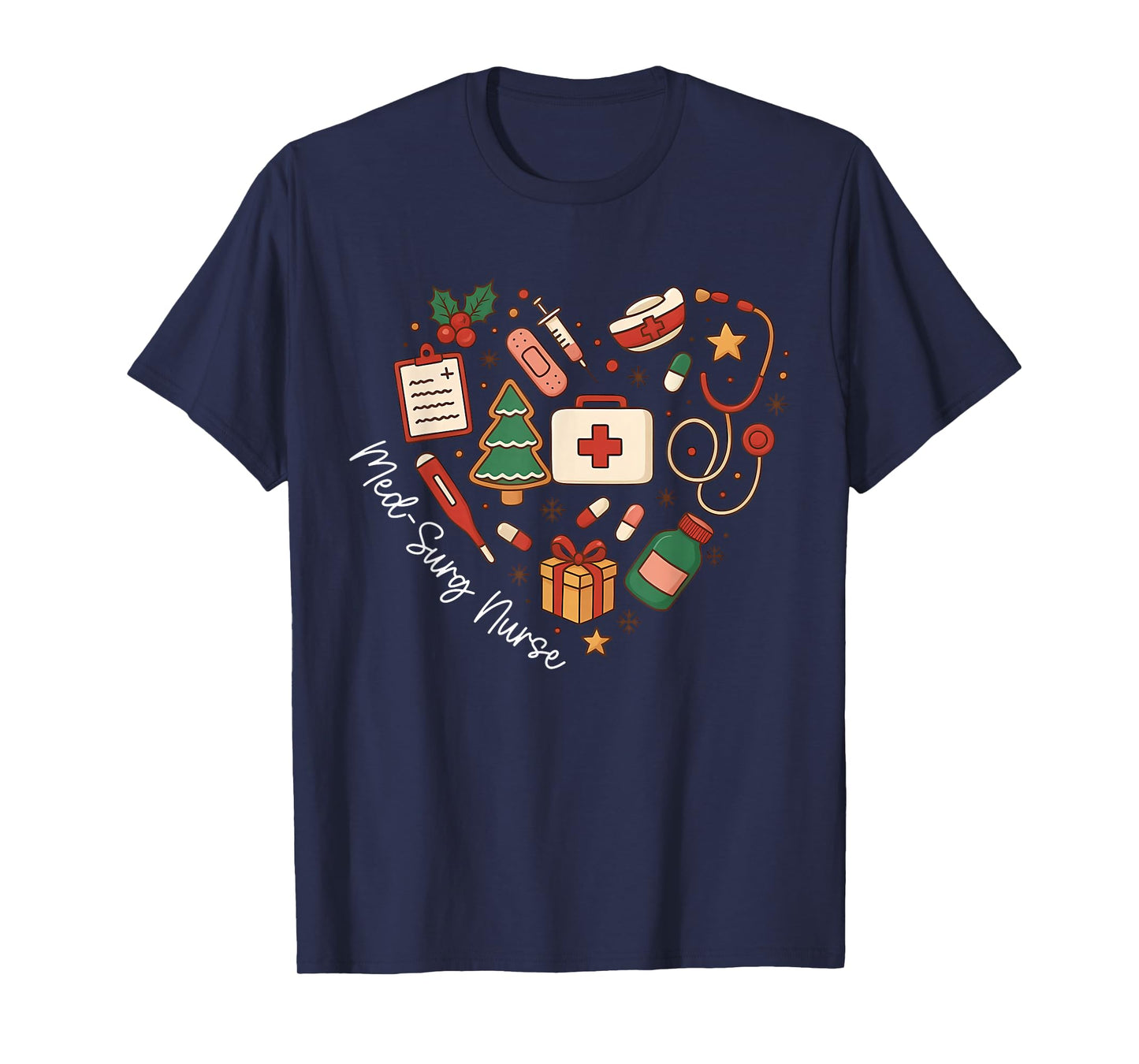 Christmas Med Surg Nurse Cute Heart Nursing Medical Surgical T-Shirt