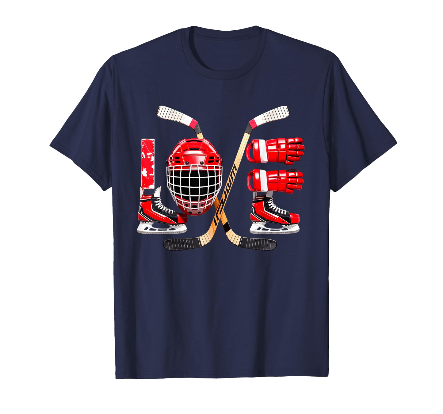 Valentines Day Love Ice Hockey Items Men Boys Kids Teens T-Shirt