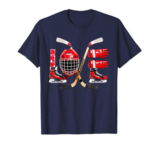 Valentines Day Love Ice Hockey Items Men Boys Kids Teens T-Shirt
