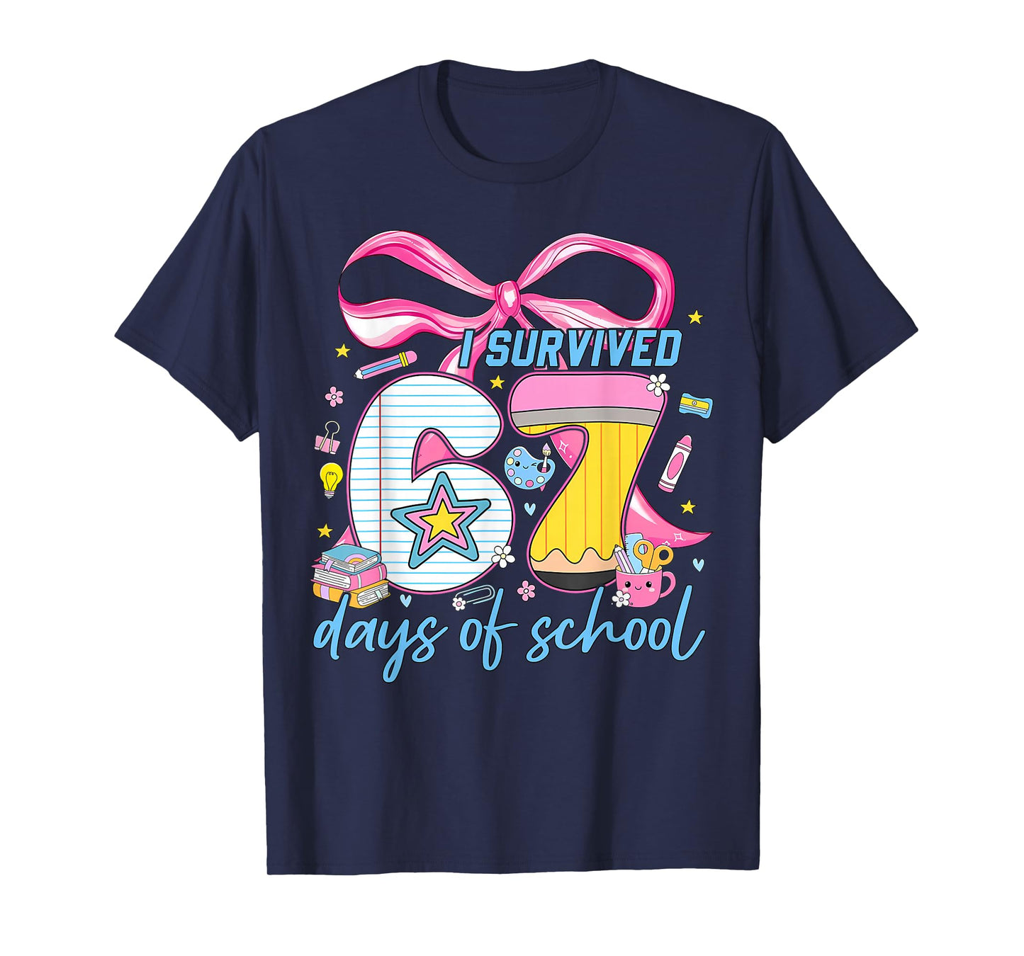 I Survived 67 Days of School Funny Meme Kid Teacher Boy Girl T-Shirt