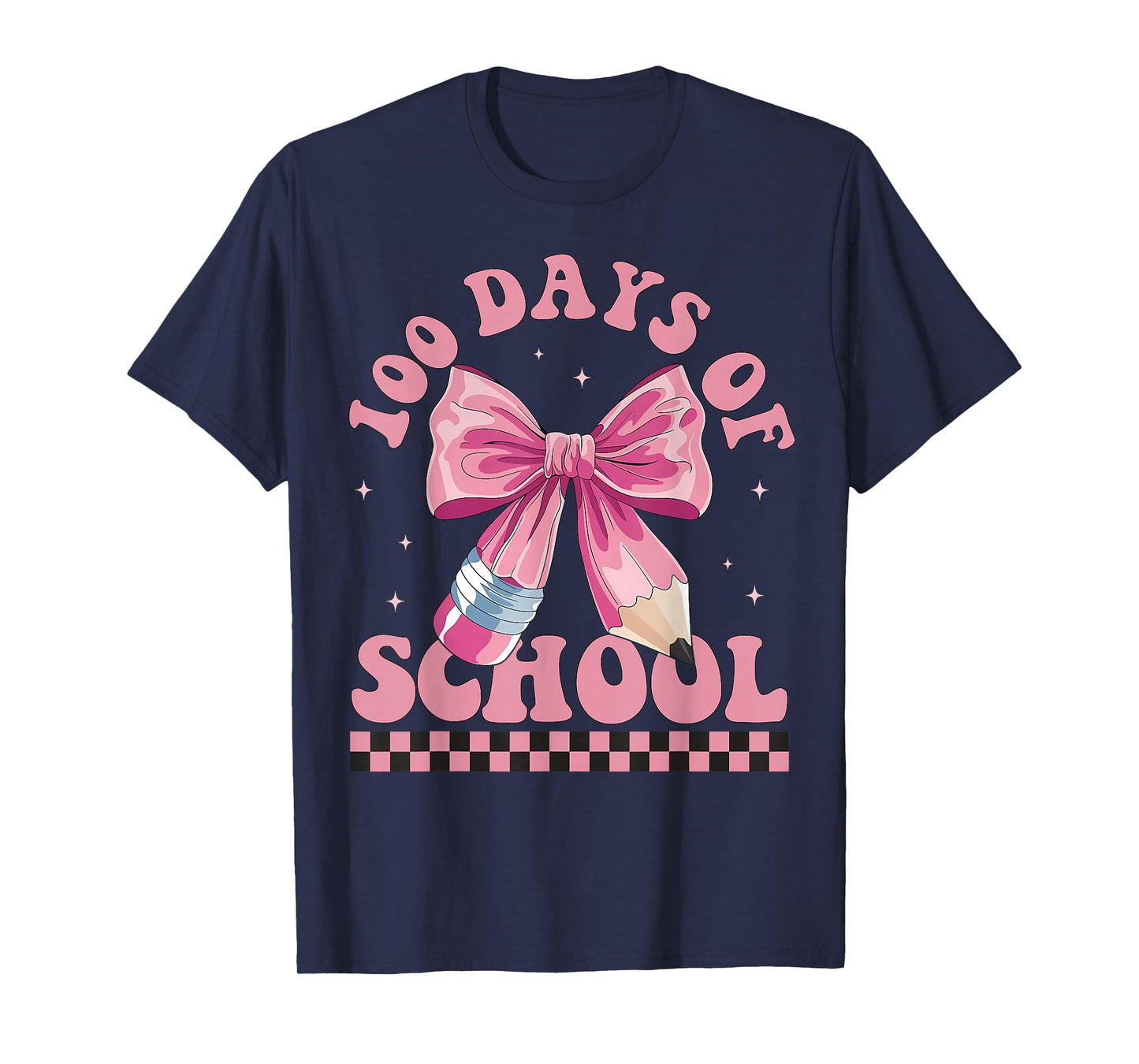 Happy 100 Days of School Pink Bow Teacher Kids T-Shirt