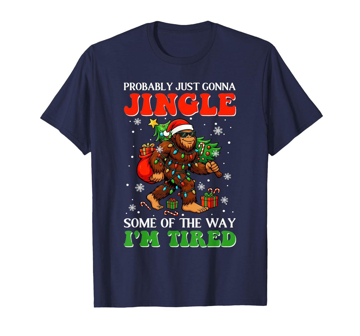 Some of The Way Santa Bigfoot Christmas Tree Xmas Lights T-Shirt