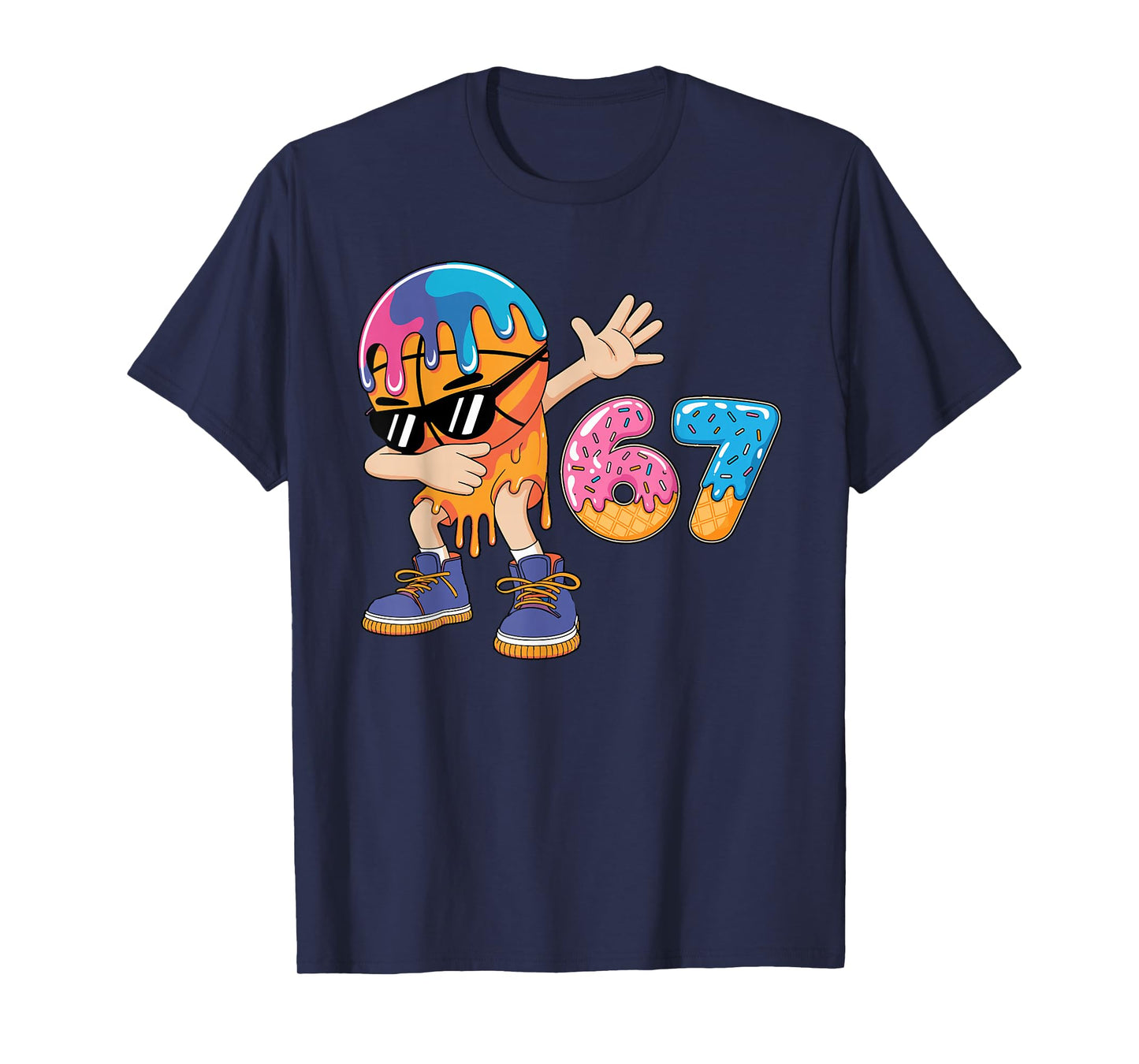 67th Birthday Dabbing Basketball Drip Number Ice Cream 67 T-Shirt