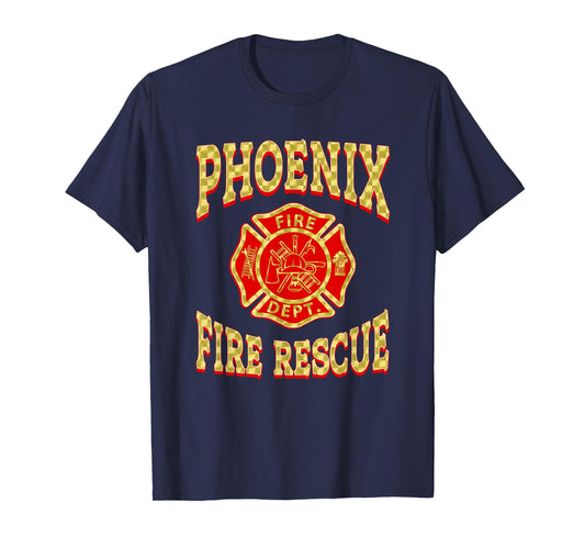 Retro Phoenix Fire Department Flag Patch Arizona Firefighter T-Shirt