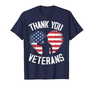 Thank You Veterans Patriotic American Flag Veterans Day T-Shirt