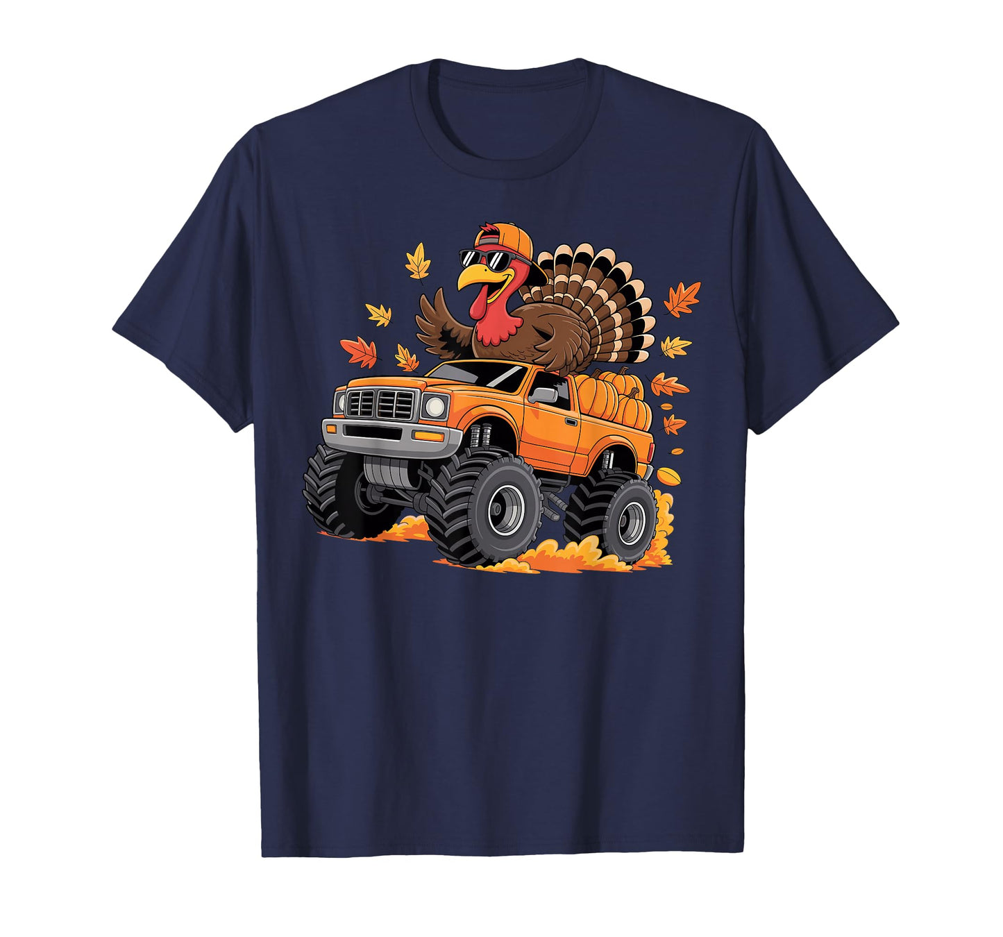 Thanksgiving Turkey Riding Monster Truck Boys Kids Youth T-Shirt