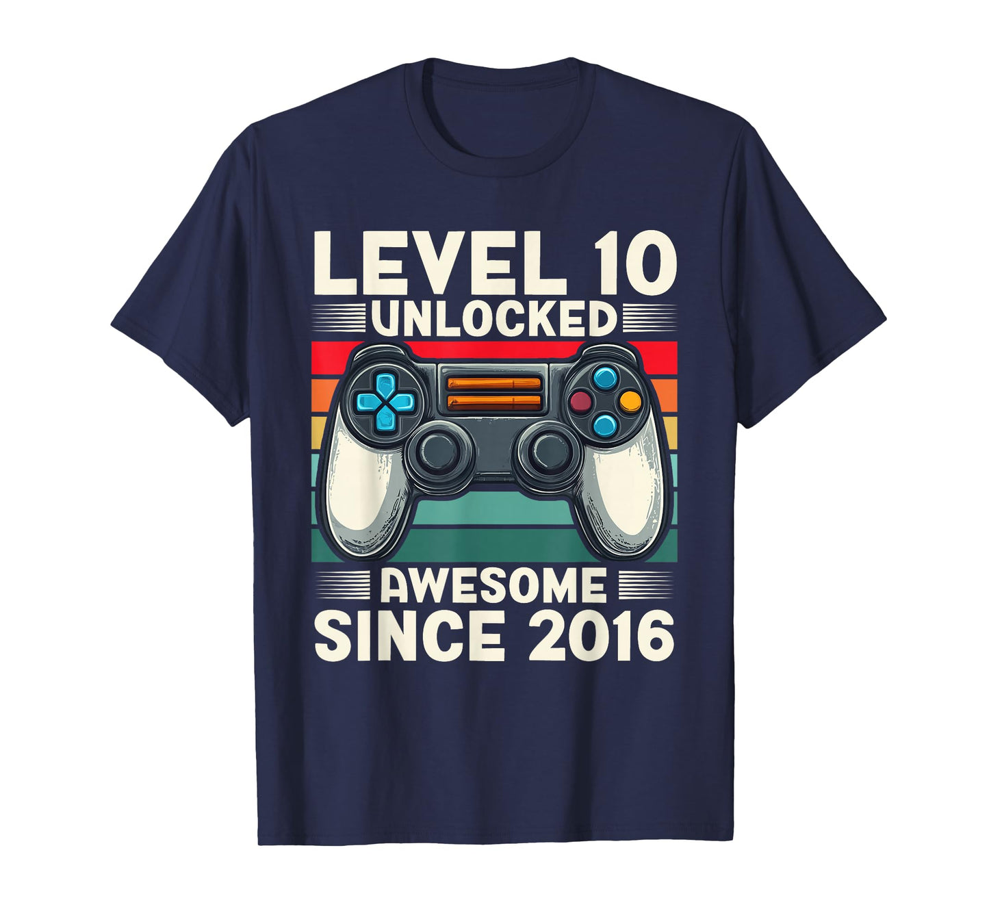 Level 10 Unlocked Awesome Since 2016 10th Birthday Gaming T-Shirt