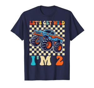 Birthday Wild Monster Truck 2 Year Old Boys 2nd Bday Kids T-Shirt