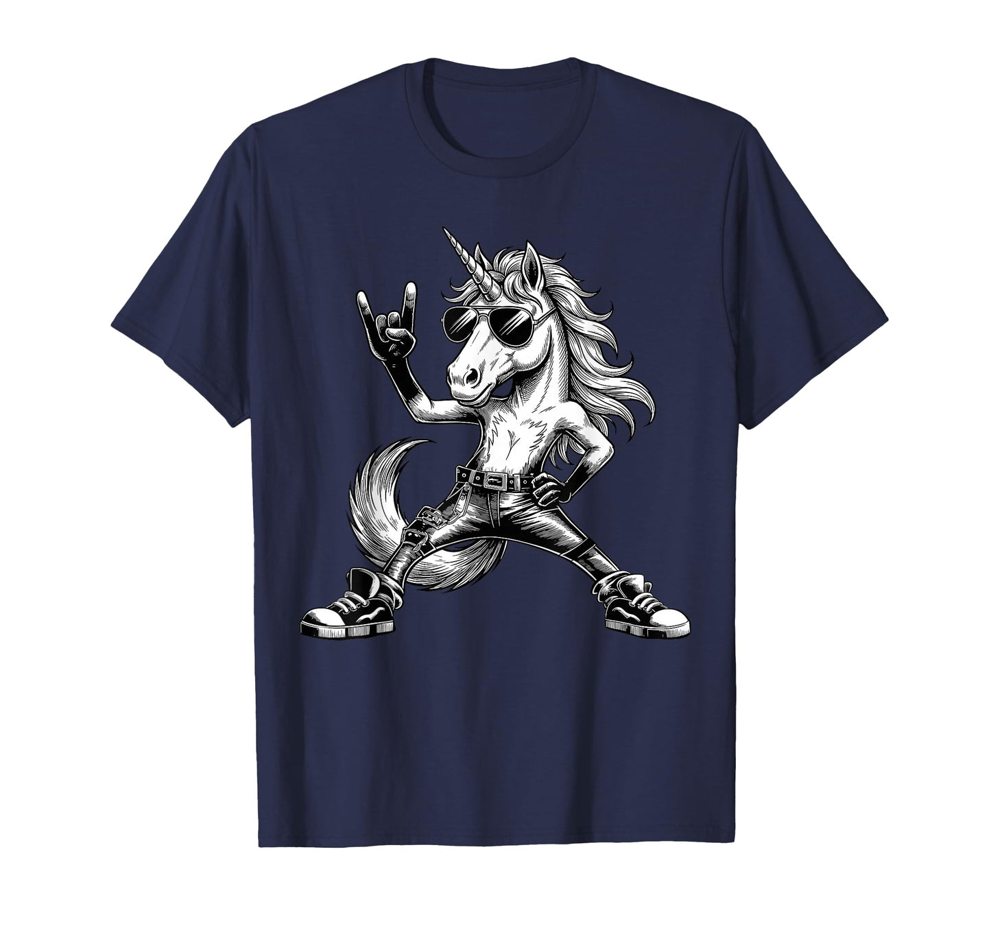 Retro Unicorn Rock Music Men Kids Women T-Shirt