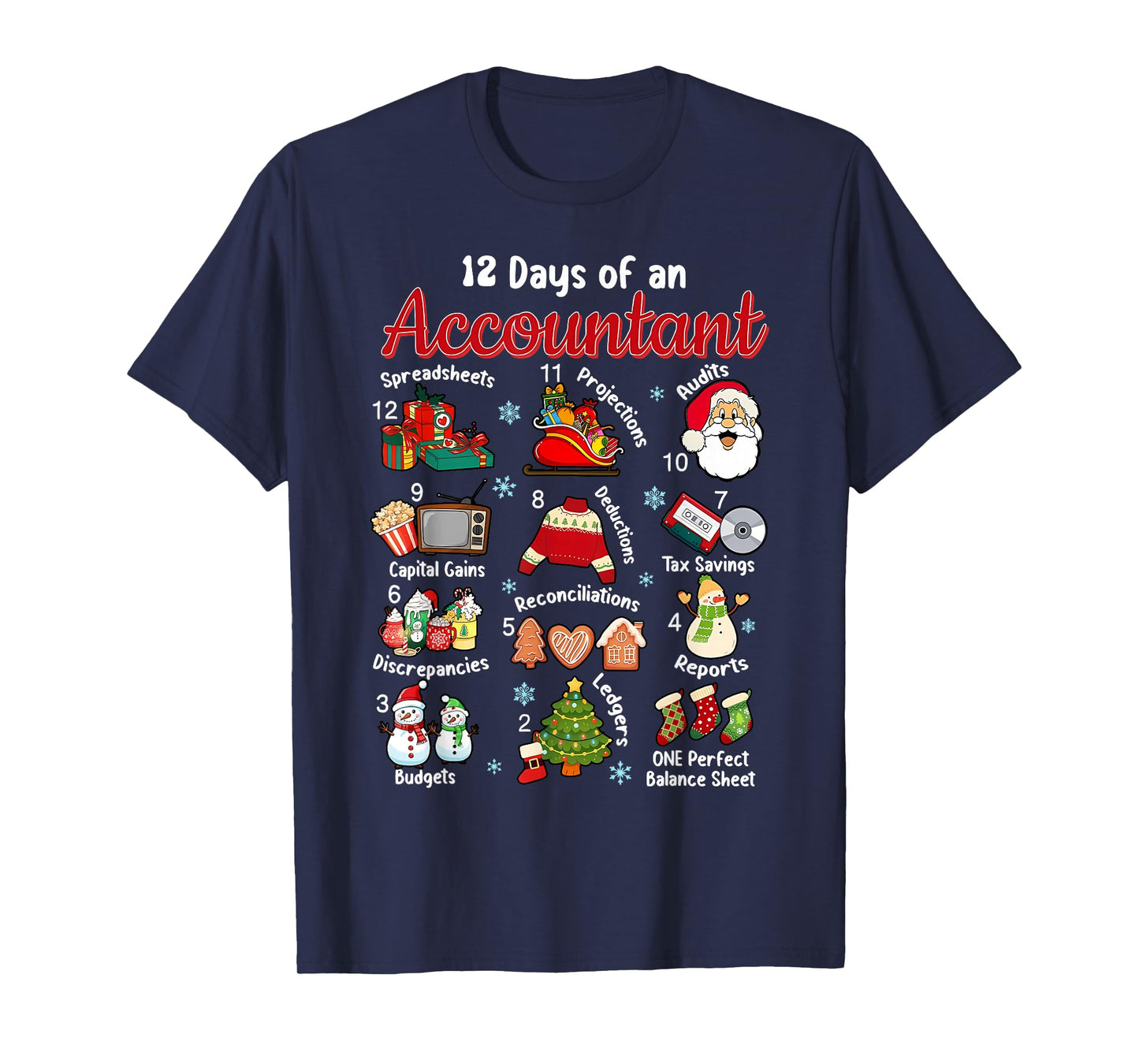 12 Days of Accountant Christmas Accounting Major Merry Xmas T-Shirt