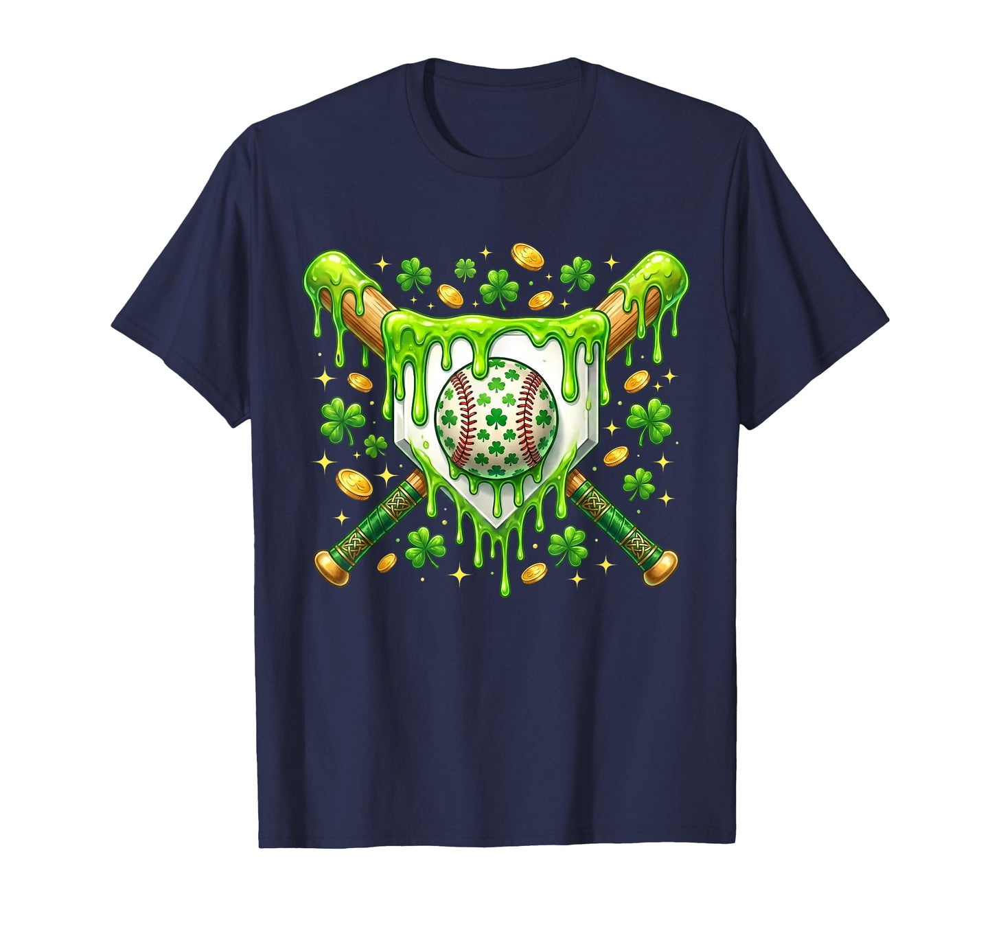 St Patrick Day Baseball Drip Ice Cream Baseball Home Plate T-Shirt