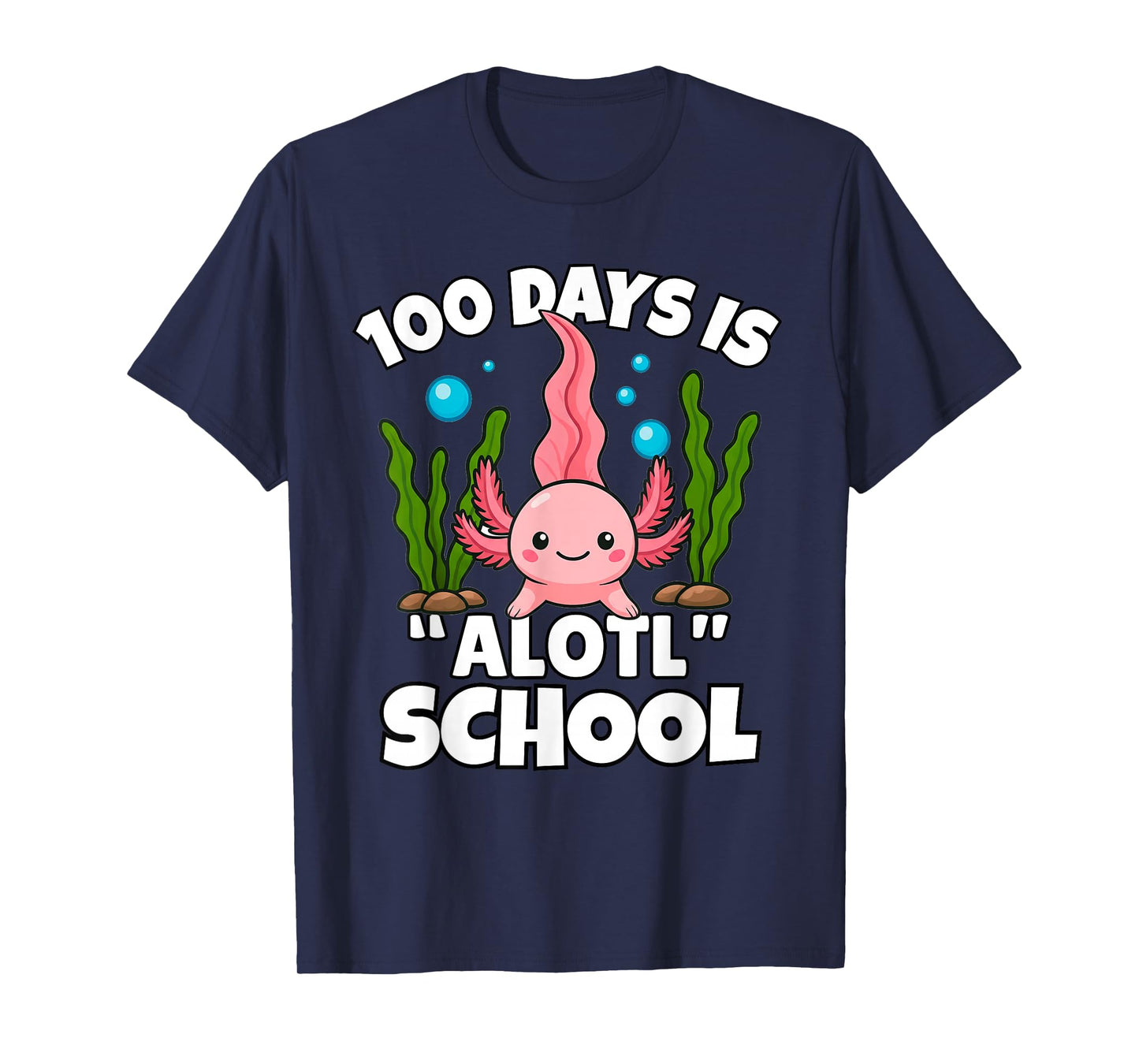 Cute 100 Days of School Axolotl Alotl Pun Girls Boys Kids T-Shirt