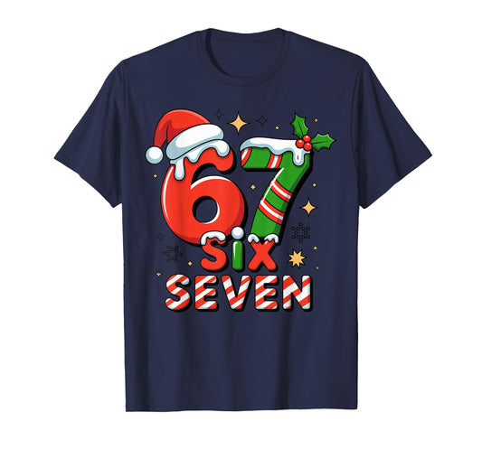 Funny 67 Meme Christmas Six Seven Santa Holiday T-Shirt