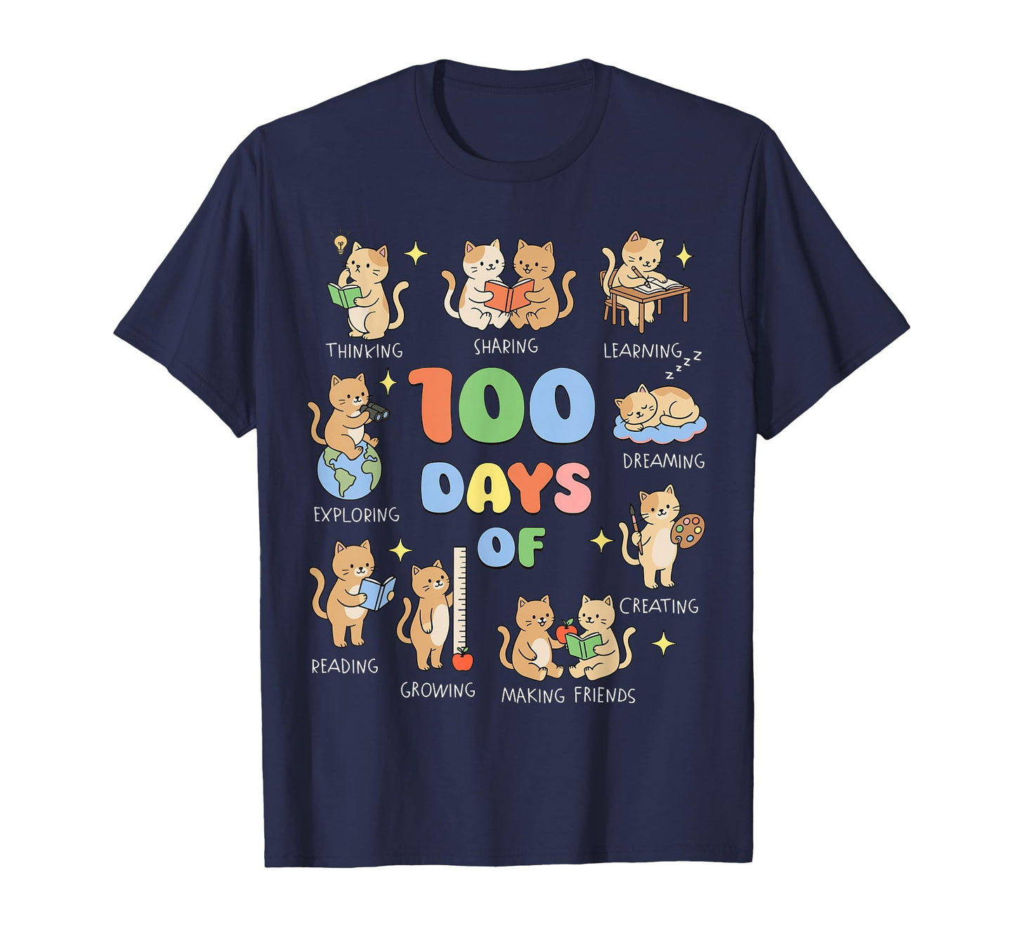 100 Days of School Cat for Teacher 100th Day of School Kids T-Shirt