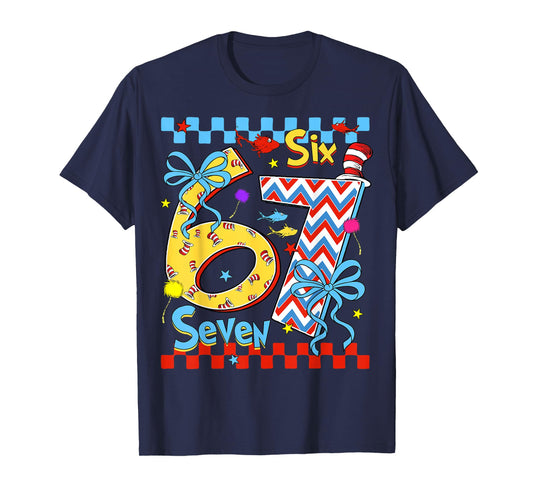 6 7 Meme Six Seven Read Reading Day Book Lovers Teacher Kids T-Shirt