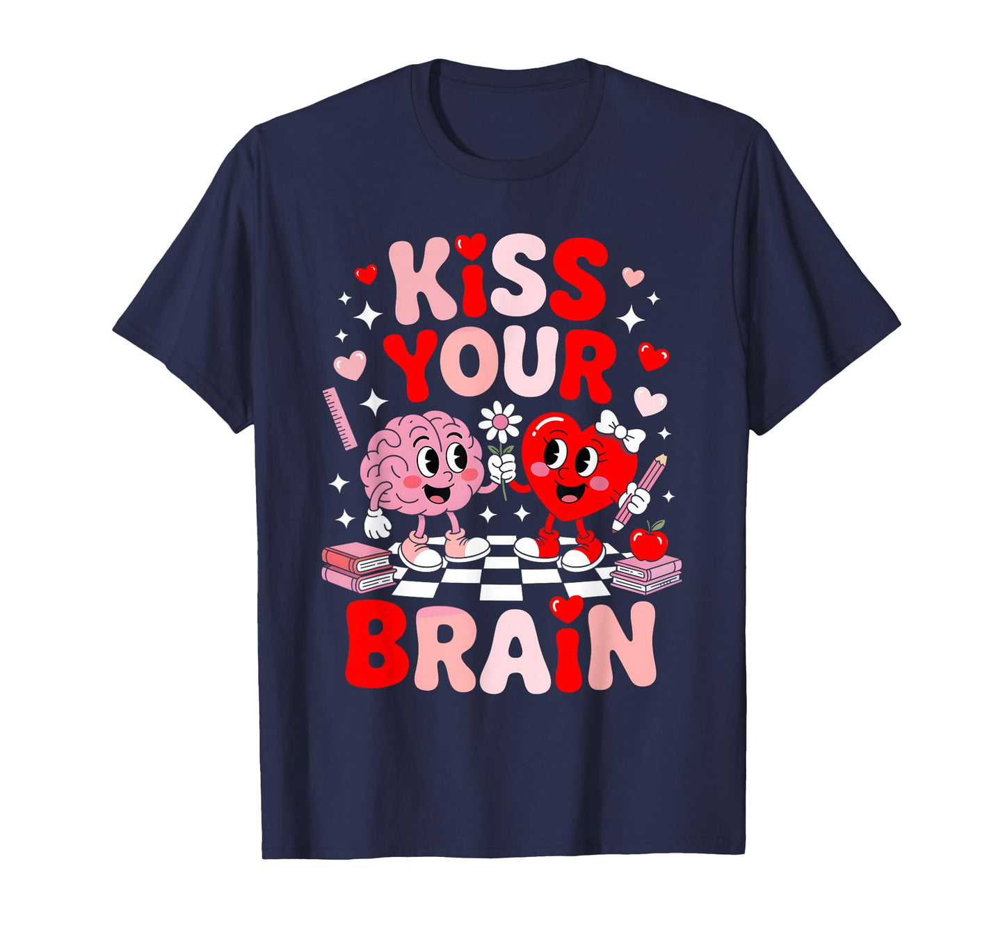 Kiss Your Brain Women Valentine's Day Retro School Counselor T-Shirt