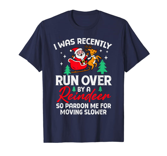 Funny Reindeer Xmas Runover Christmas Men Women Grandma T-Shirt
