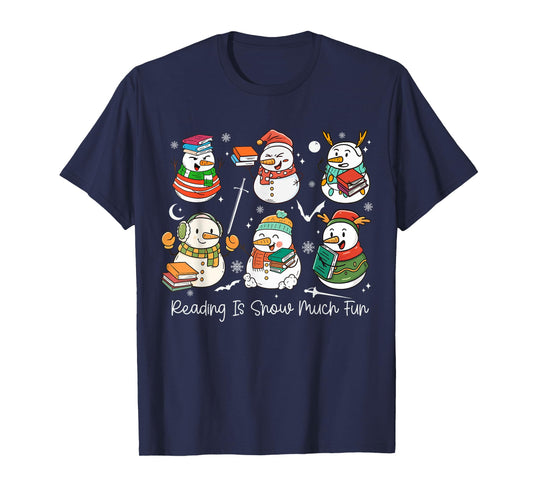 Reading is Snow Much Fun Cute Snowman Book Lover Christmas T-Shirt