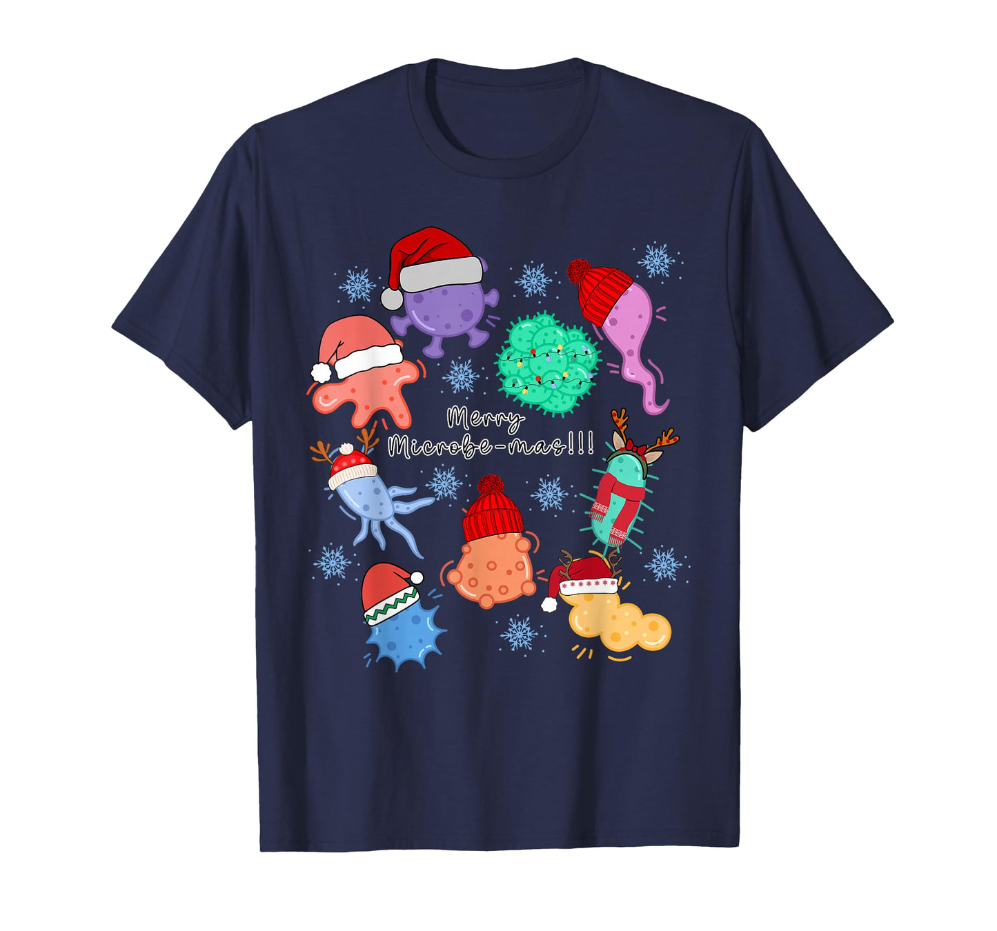Funny Christmas Microbiology Bacteria Santa Science Teacher T-Shirt