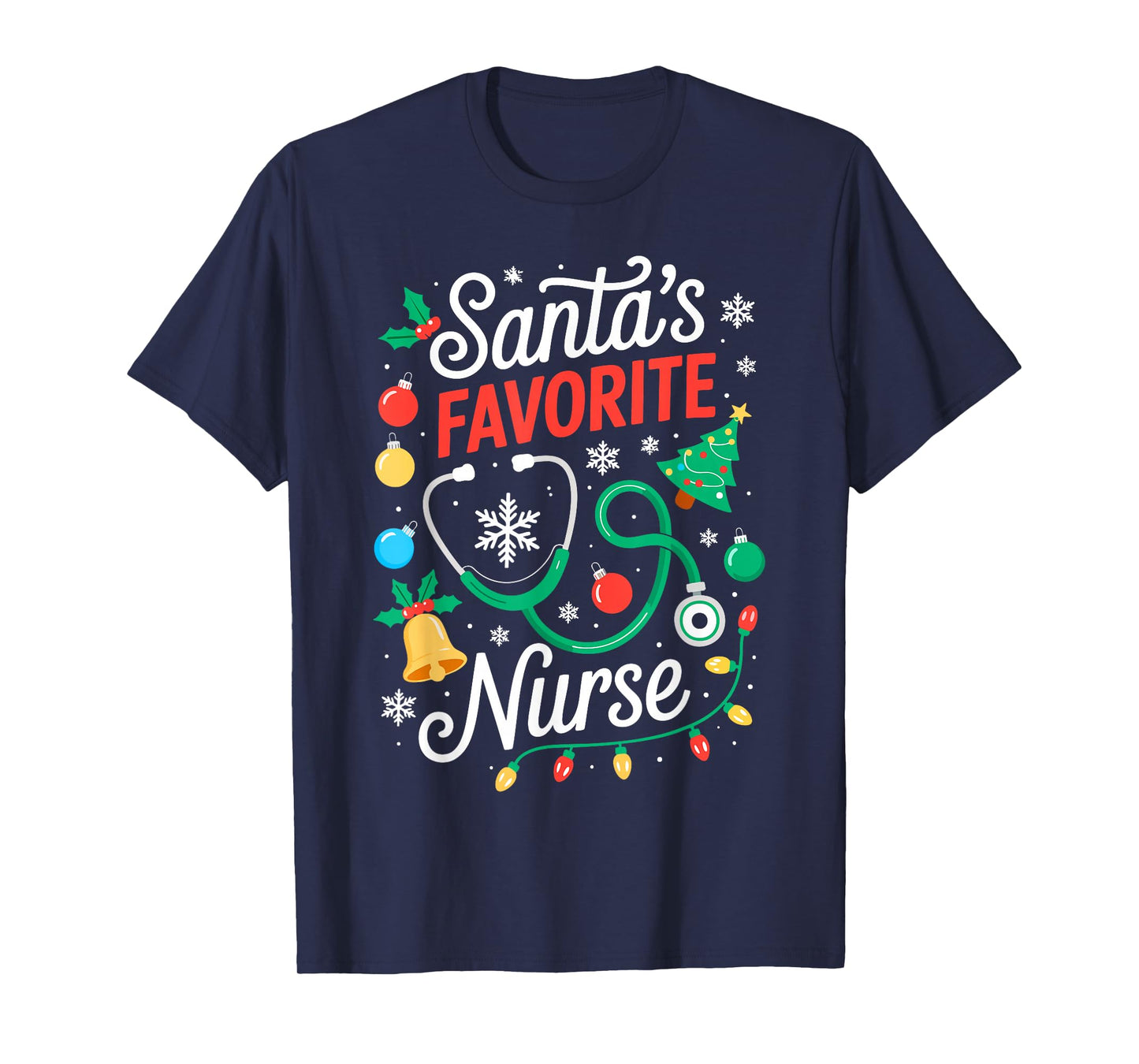 Santa's Favorite Nurse Shirt Men Women Funny Christmas Nurse T-Shirt