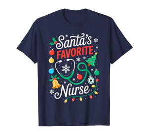 Santa's Favorite Nurse Shirt Men Women Funny Christmas Nurse T-Shirt
