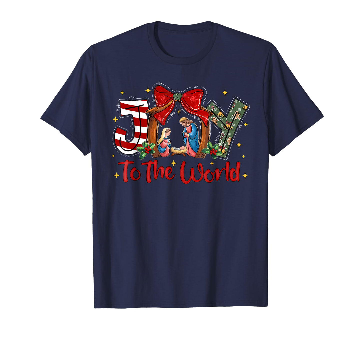 Joy to The World Christmas Christian Nativity Scene T-Shirt