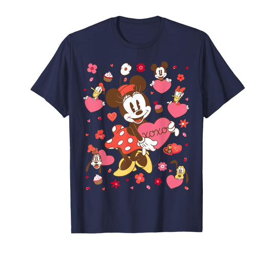 Disney Minnie Mouse & Friends Valentine's Day Retro Hearts T-Shirt