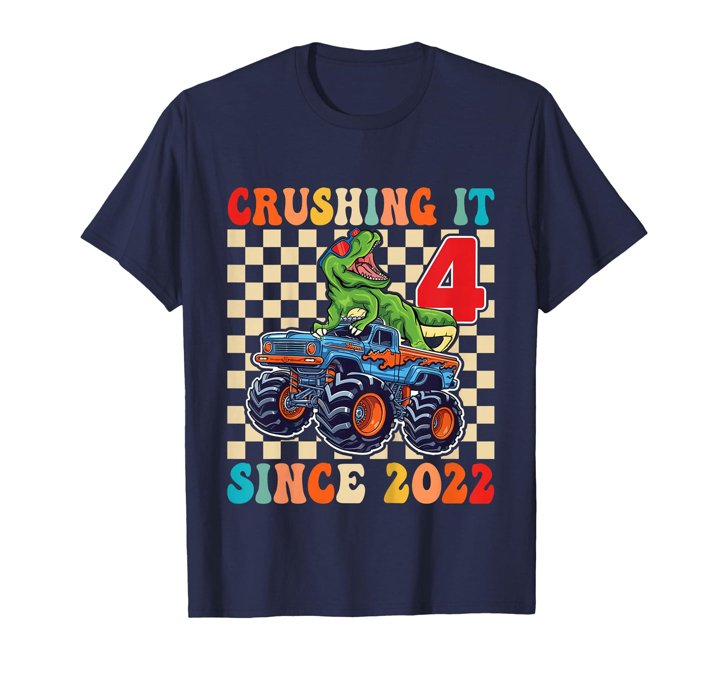 Birthday Monster Truck 4 Year Old Boys 4th Party Born 2022 T-Shirt