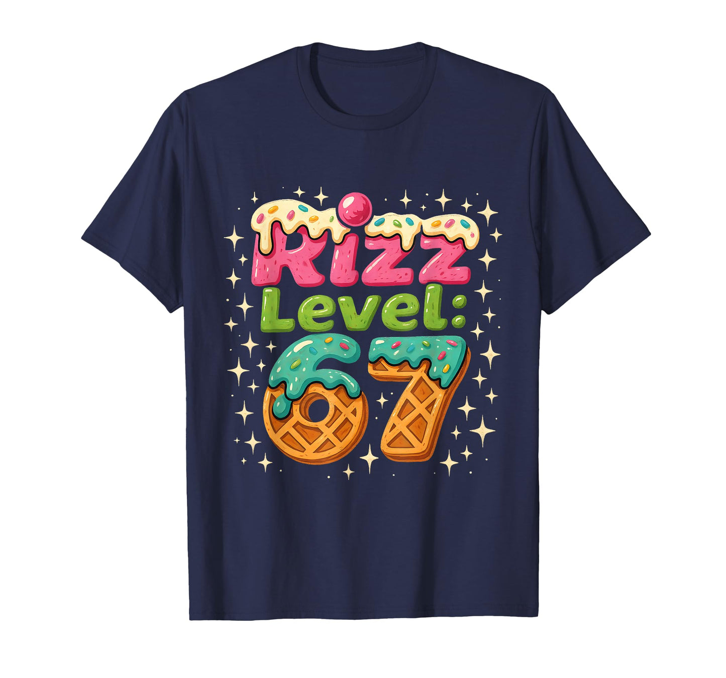 Rizz Level 67 - Funny Cool Waffle Style Gamer Tee T-Shirt