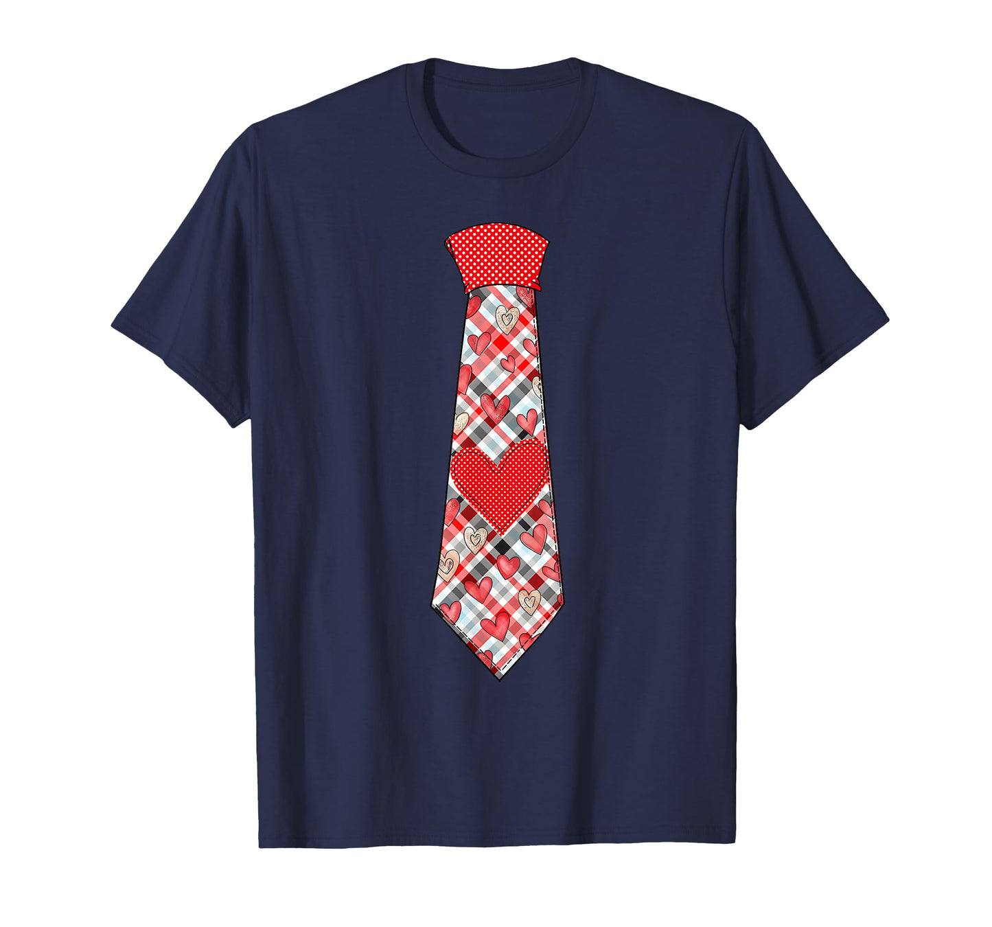 Valentine Heart Plaid Tie Boys Toddler Kids T-Shirt