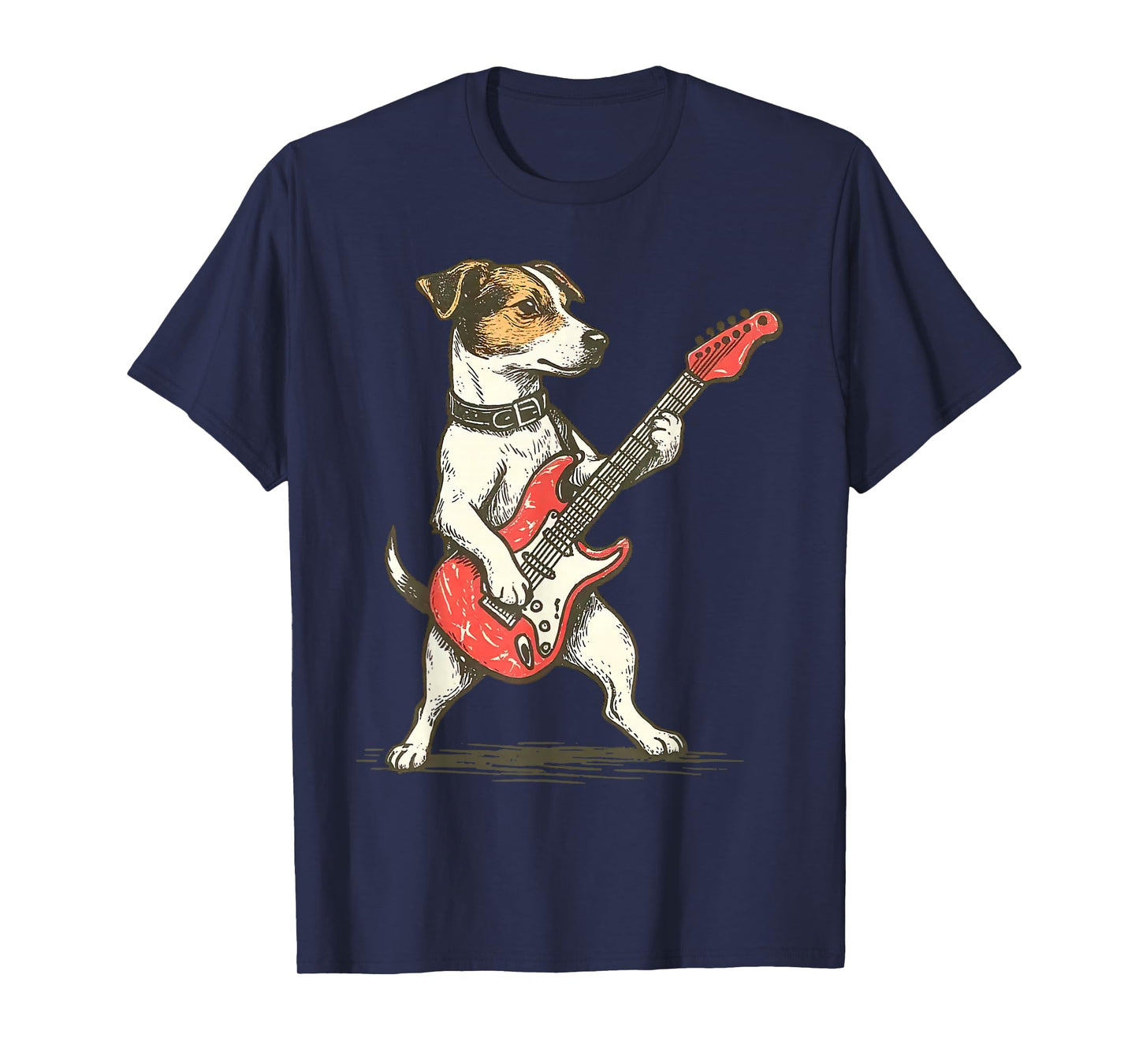 Jack Russell Terrier Dog Playing Guitar Rocker Guitarist T-Shirt