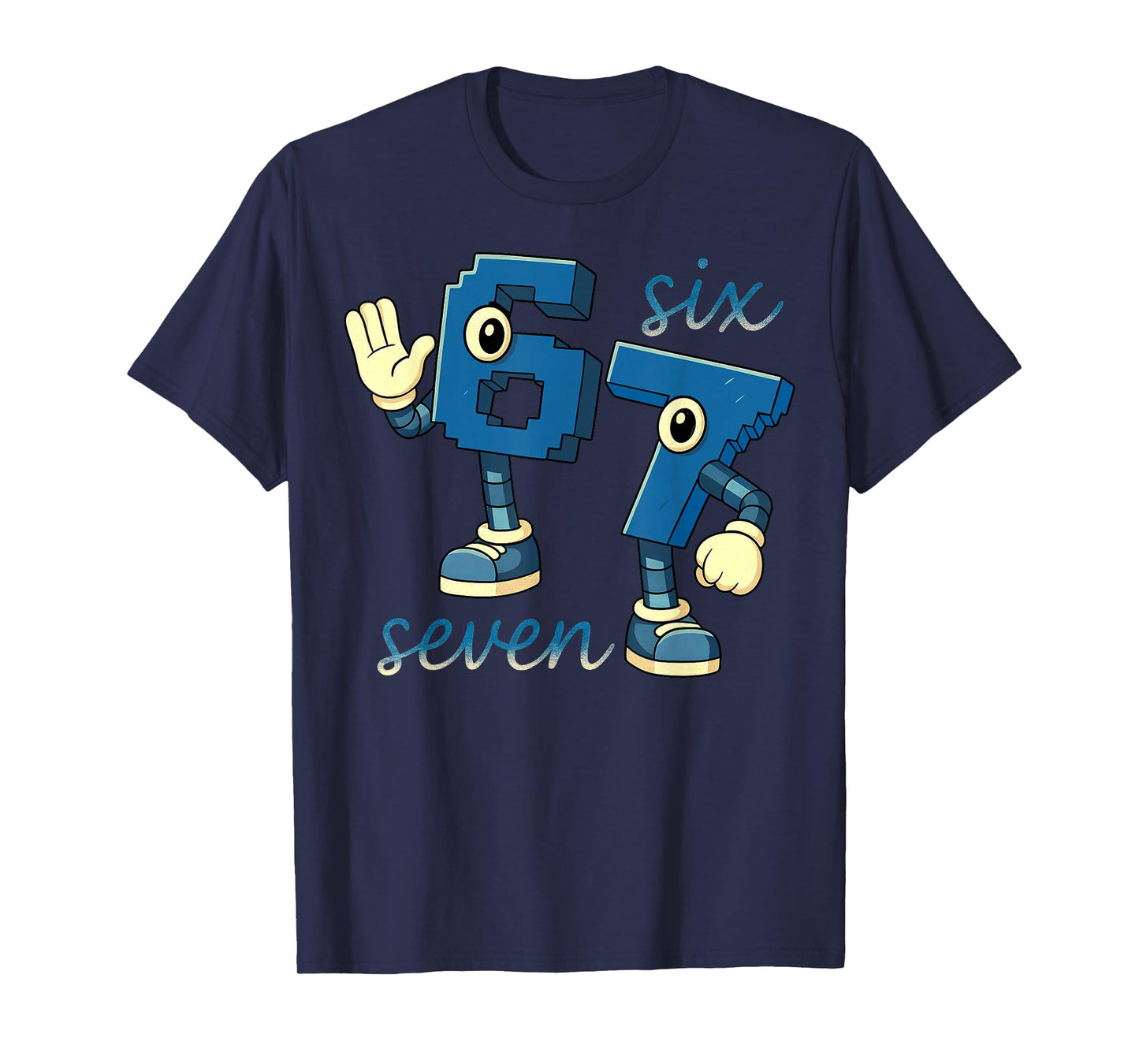 Retro Six Seven Number Meme Brainrot Gift for Men Women Kids T-Shirt