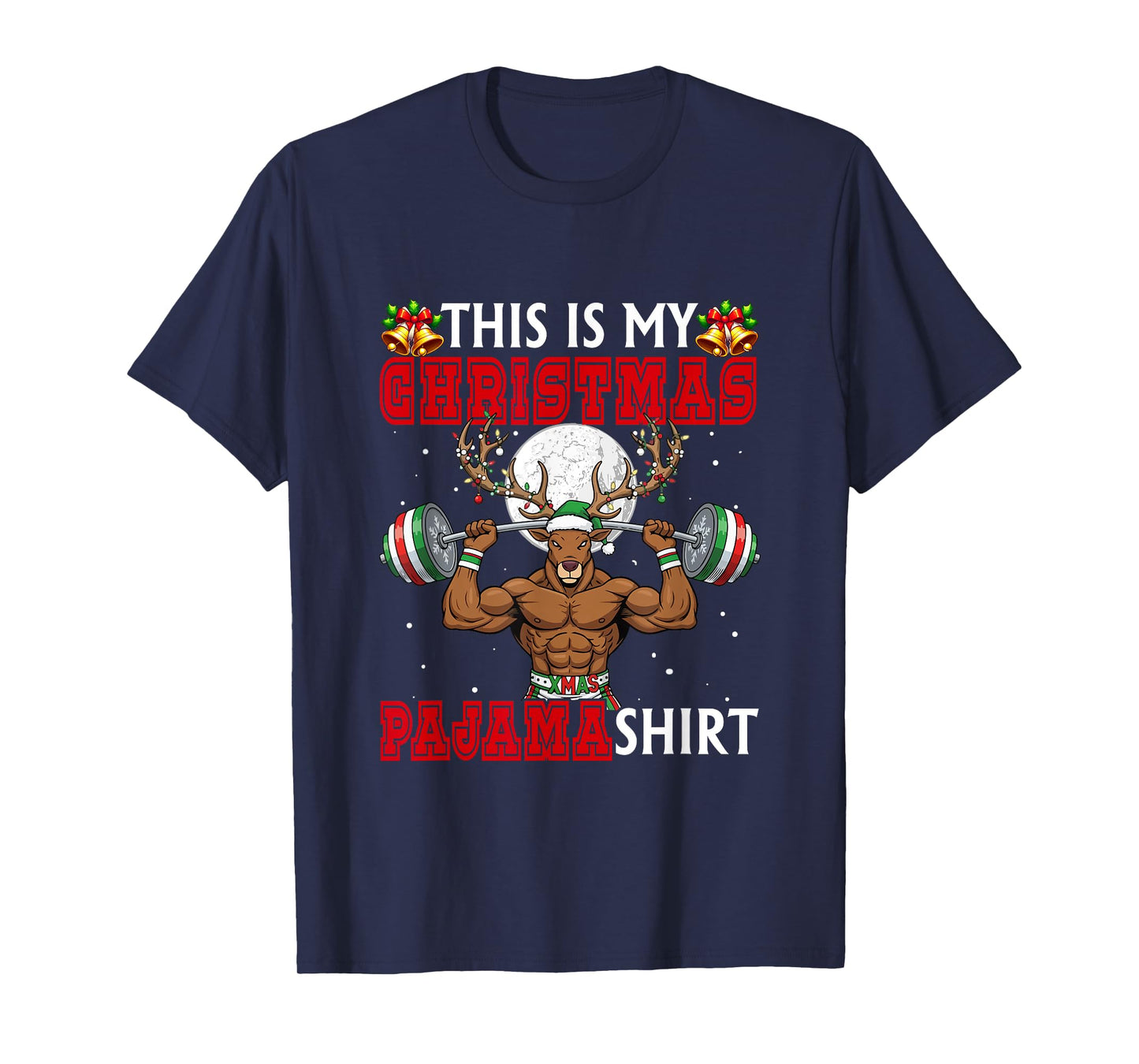 My Christmas Pajama Shirt Reindeer Muscle Weightlifting Gym T-Shirt
