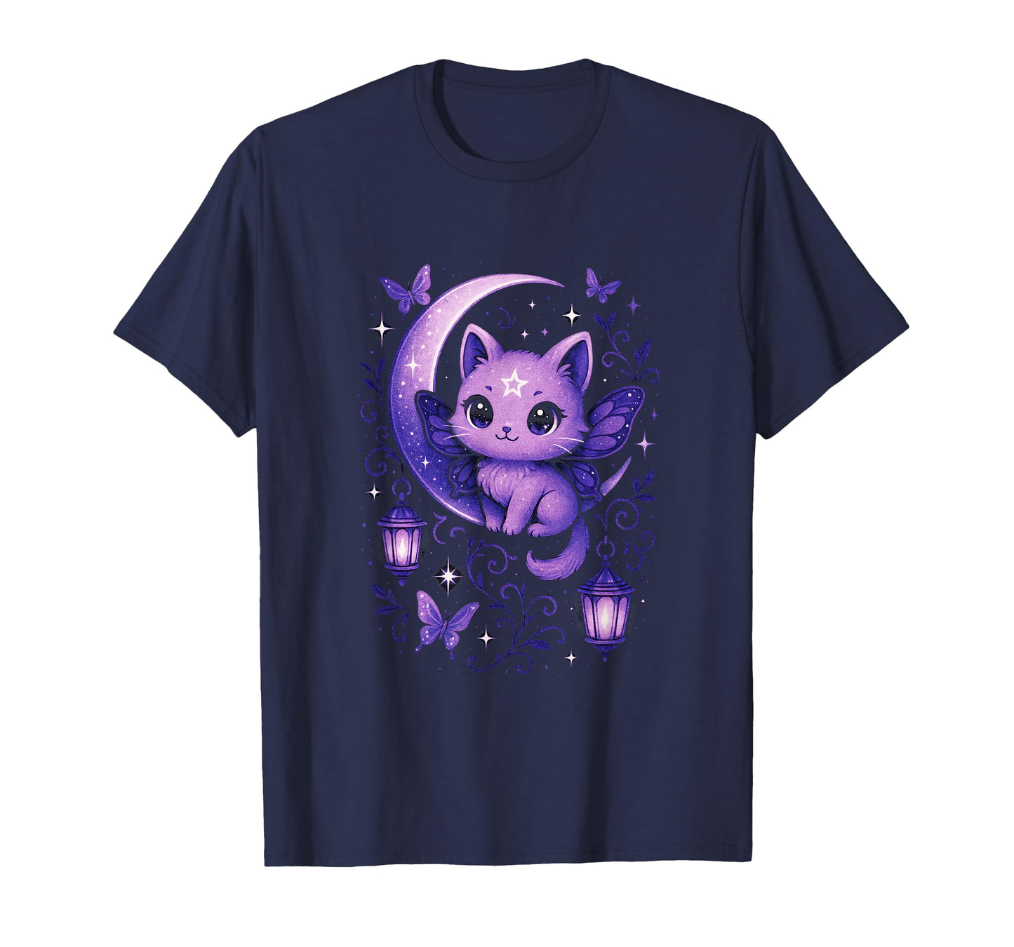 Moonlit Cat - Kawaii Pastel Goth Gothic Aesthetic T-Shirt